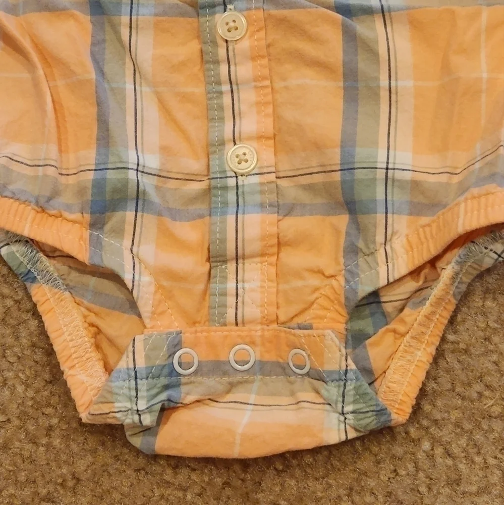 𝅺LOT of 2 Baby B'Gosh Oshkosh Boy's Collared Onesies, 3 months